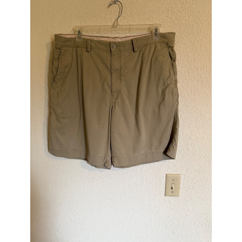 Tommy Bahama Mens‎ Khaki Cotton Tencel Stretch Flat Front Chino Shorts Size 40